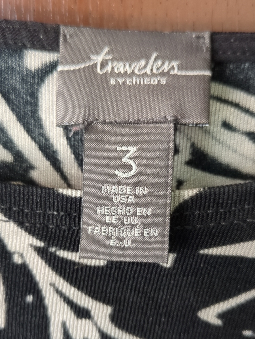 Chico's Ladies Black & White Floral Scroll Print Blouse - Picture 2 of 4